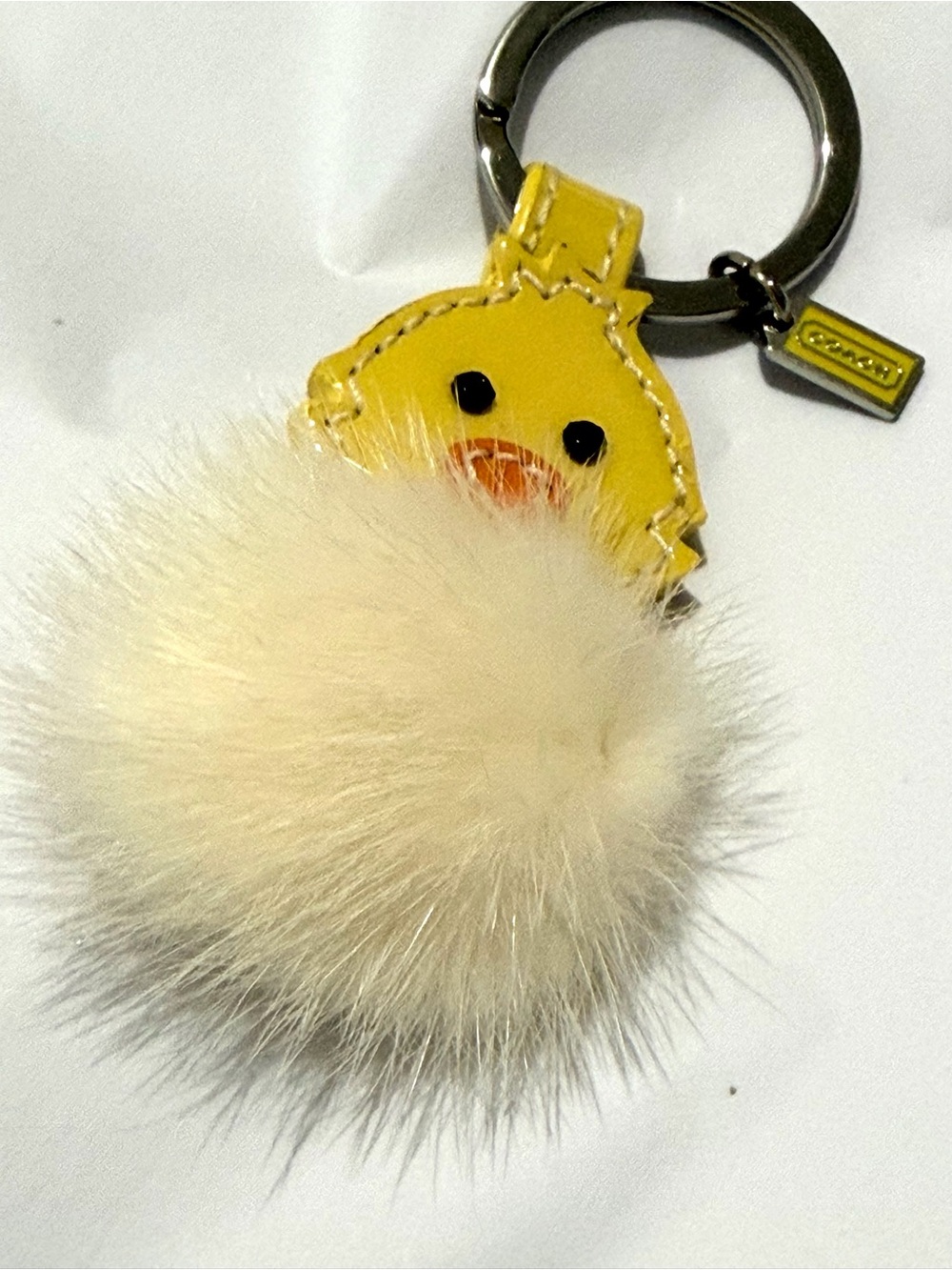 Coach Yellow Chick Pom Pom Keychain